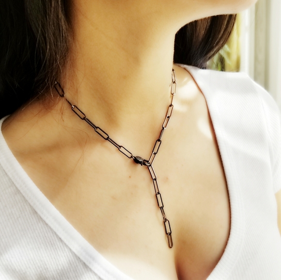 Pave CZ Starfish Paperclip Necklace Chain NEW - Picture 4 of 8